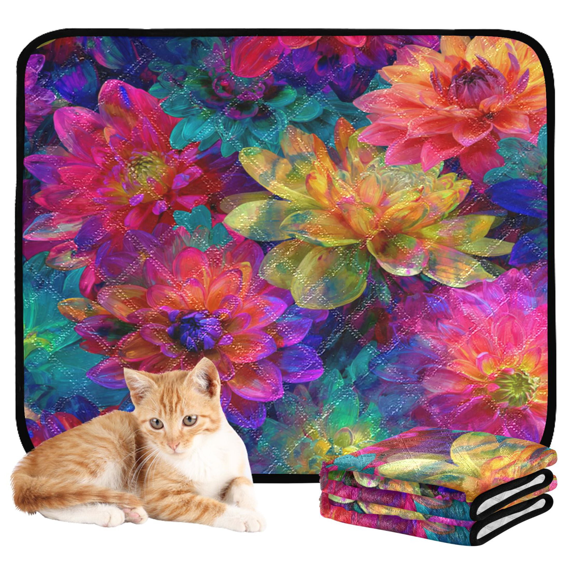 Washable Pet Pee Pads with Super Absorbent Reusable Training Pads for Dogs & Cats Colorful and Bright Floral Pattern