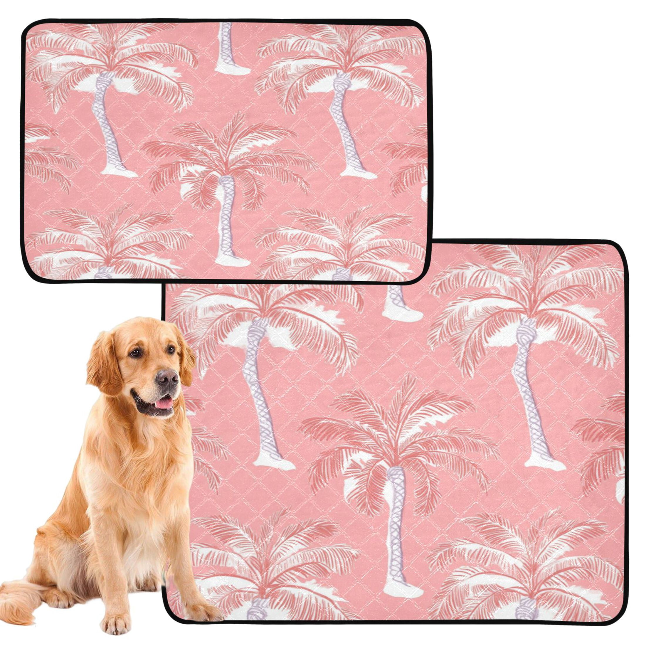 Washable Pet Pee Pads with Super Absorbent Reusable Training Pads for Dogs & Cats Coral Pink Palm Tree