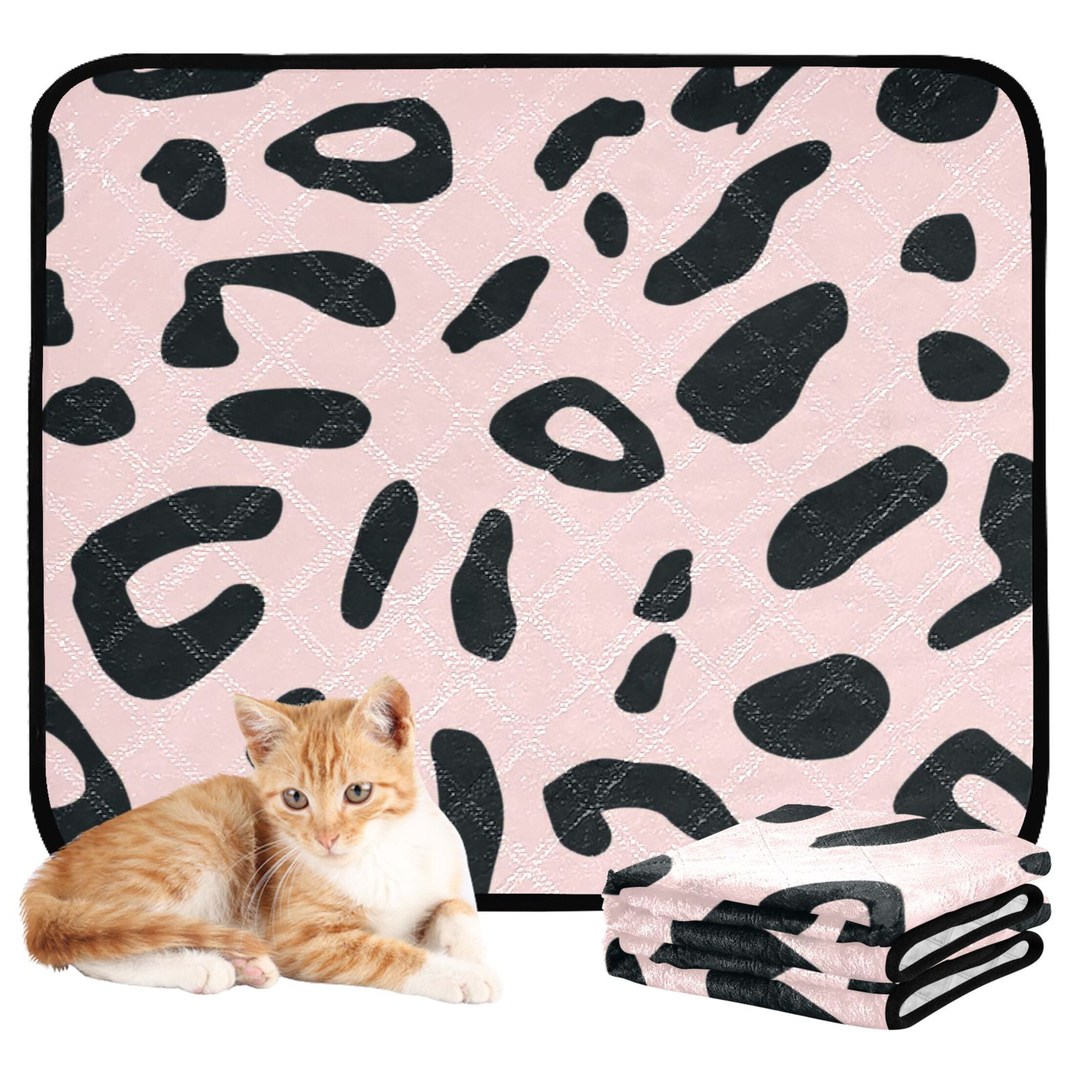 Washable Pet Pee Pads with Super Absorbent Reusable Training Pads for Dogs & Cats Creamy Pink Leopard Print