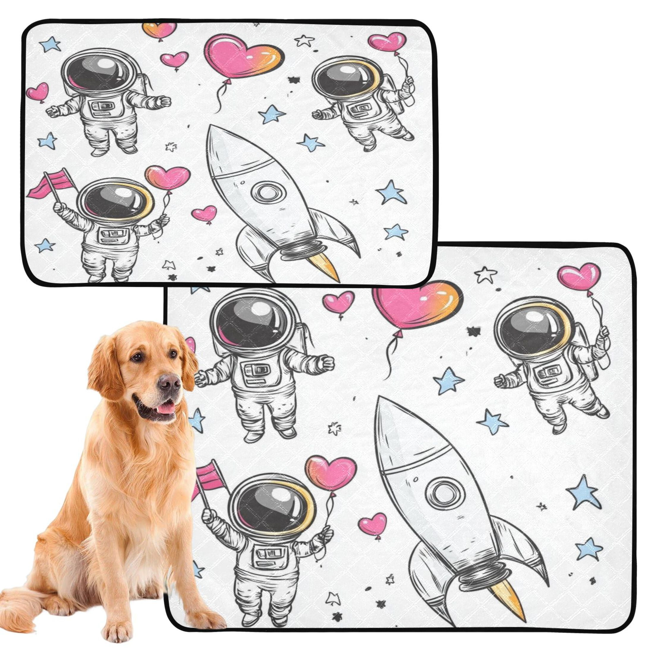 Washable Pet Pee Pads with Super Absorbent Reusable Training Pads for Dogs & Cats Cute Astronaut Clipart