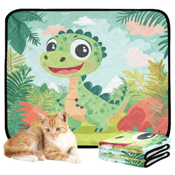 Washable Pet Pee Pads with Super Absorbent Reusable Training Pads for Dogs & Cats Cute Cartoon Dinosaur