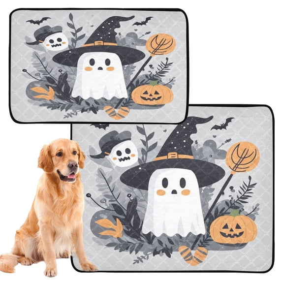 Washable Pet Pee Pads with Super Absorbent Reusable Training Pads for Dogs & Cats Cute Cartoon Witch and Ghost Character