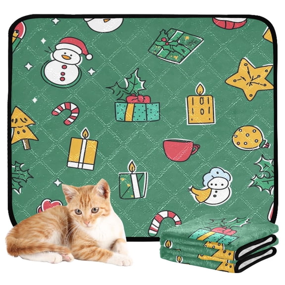Washable Pet Pee Pads with Super Absorbent Reusable Training Pads for Dogs & Cats Cute Christmas Icons