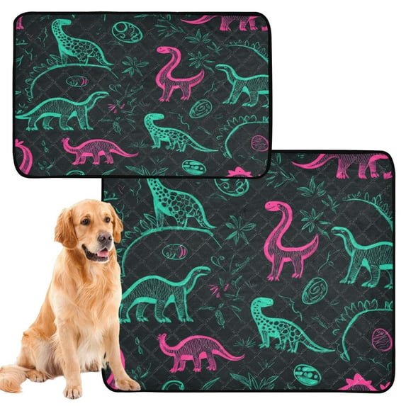 Washable Pet Pee Pads with Super Absorbent Reusable Training Pads for Dogs & Cats Cute Green Dinosaurs