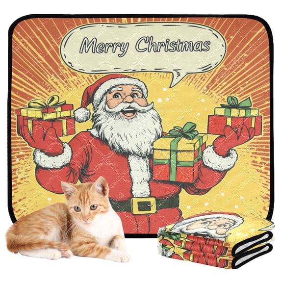Washable Pet Pee Pads with Super Absorbent Reusable Training Pads for Dogs & Cats Cute Santa Claus