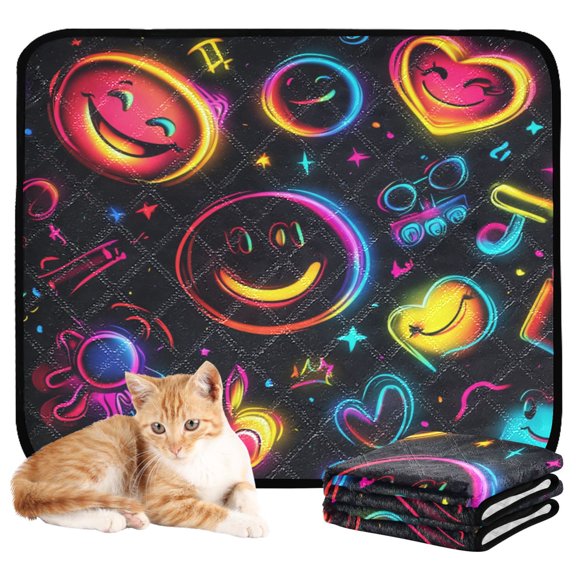 Washable Pet Pee Pads with Super Absorbent Reusable Training Pads for Dogs & Cats Cute Smiling Faces