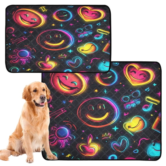 Washable Pet Pee Pads with Super Absorbent Reusable Training Pads for Dogs & Cats Cute Smiling Faces