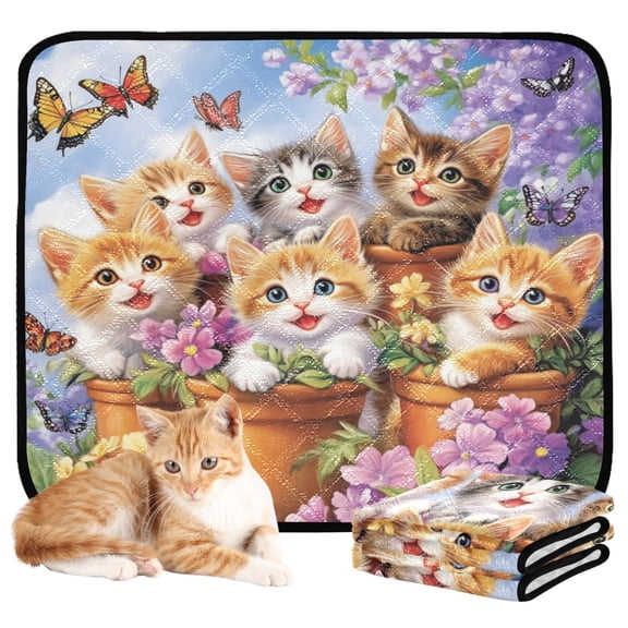 Washable Pet Pee Pads with Super Absorbent Reusable Training Pads for Dogs & Cats Cute Smiling Kitten