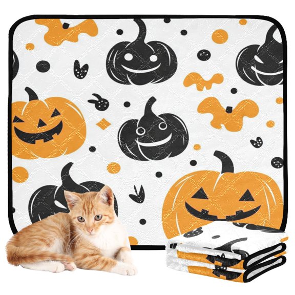 Washable Pet Pee Pads with Super Absorbent Reusable Training Pads for Dogs & Cats Cute Smiling Pumpkins