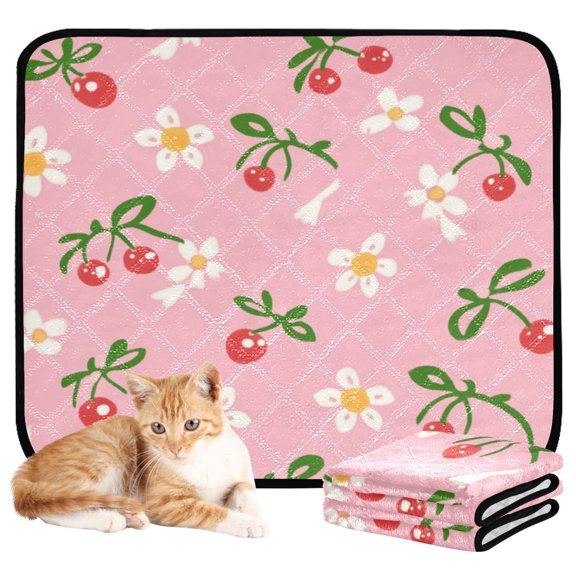 Washable Pet Pee Pads with Super Absorbent Reusable Training Pads for Dogs & Cats Daisies and Bow Pattern