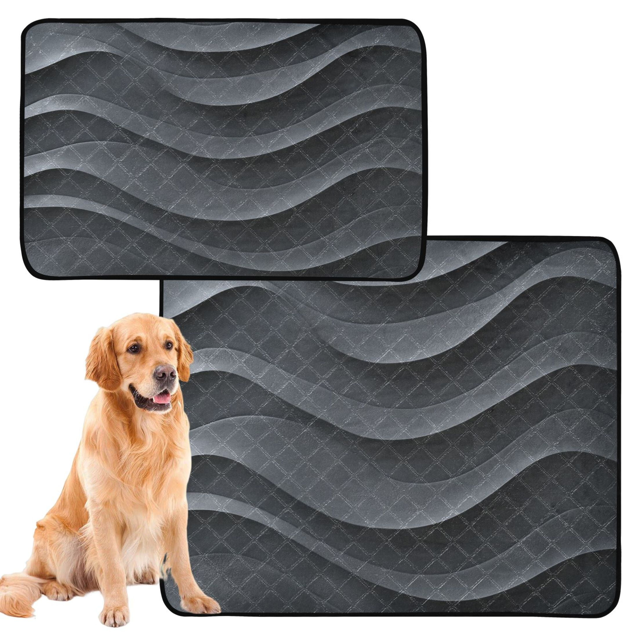 Washable Pet Pee Pads with Super Absorbent Reusable Training Pads for Dogs & Cats Dark Gray Wave Pattern