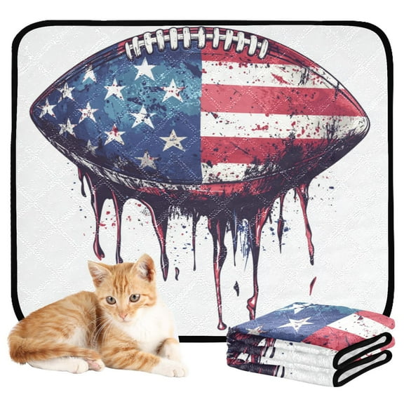 Washable Pet Pee Pads with Super Absorbent Reusable Training Pads for Dogs & Cats Football with An American Flag Design