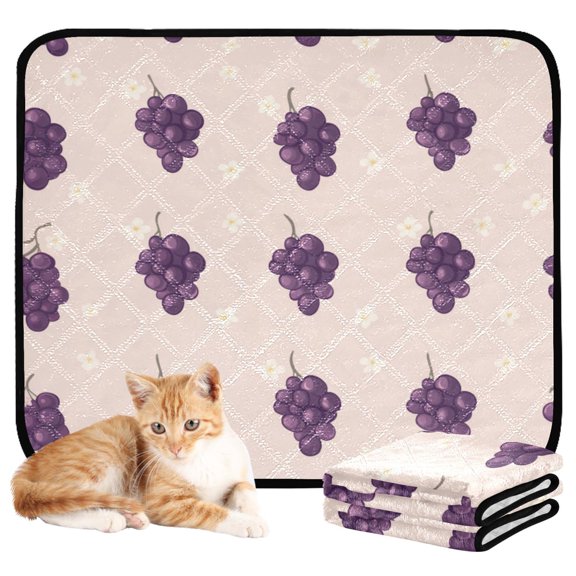 Washable Pet Pee Pads with Super Absorbent Reusable Training Pads for Dogs & Cats Grapes and Flowers Pattern