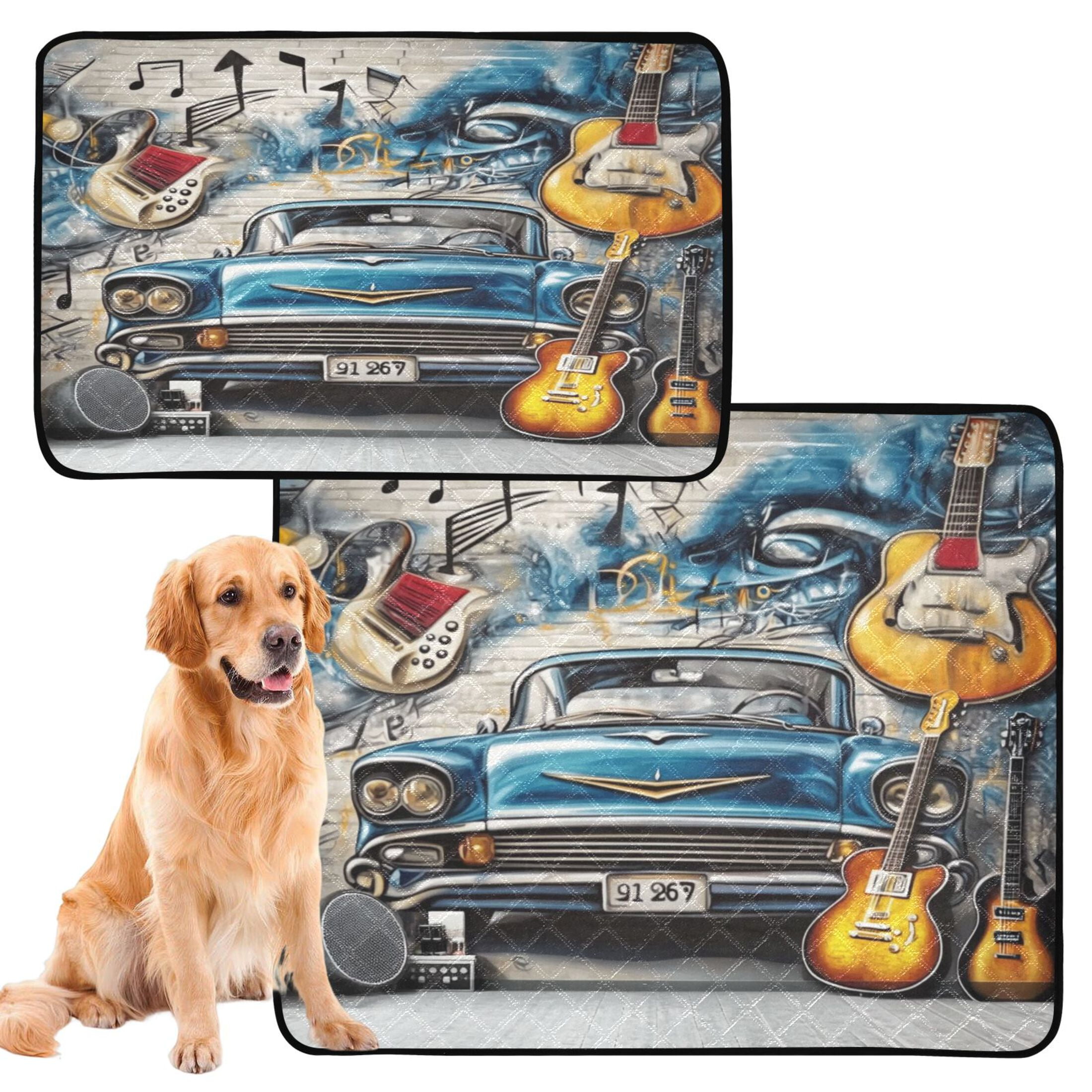 Washable Pet Pee Pads with Super Absorbent Reusable Training Pads for Dogs & Cats Guitar and A Classic Car