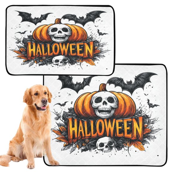 Washable Pet Pee Pads with Super Absorbent Reusable Training Pads for Dogs & Cats Halloween Elements Logo