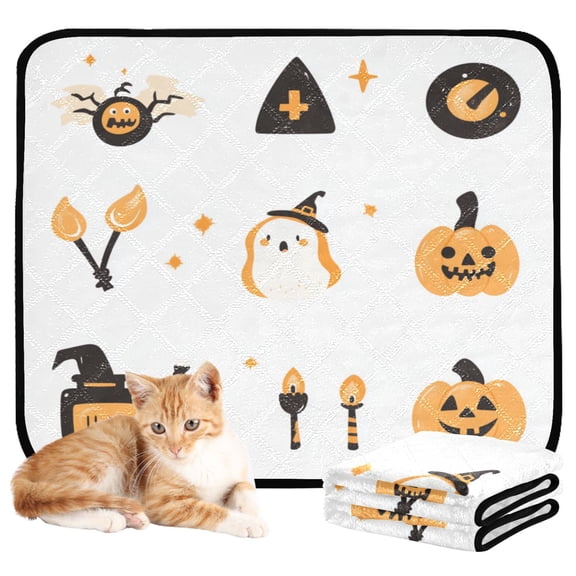 Washable Pet Pee Pads with Super Absorbent Reusable Training Pads for Dogs & Cats Halloween Icons