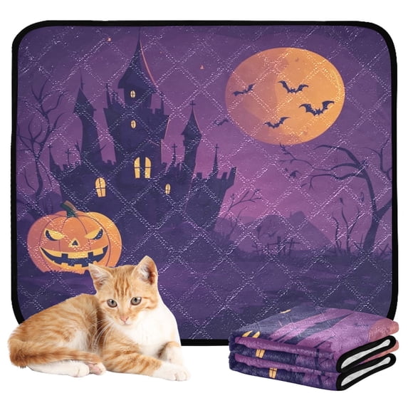 Washable Pet Pee Pads with Super Absorbent Reusable Training Pads for Dogs & Cats Halloween Night Background