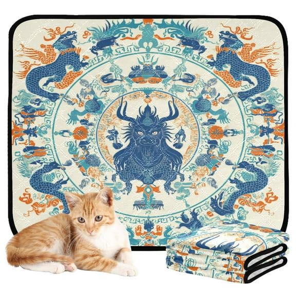 Washable Pet Pee Pads with Super Absorbent Reusable Training Pads for Dogs & Cats Intricate Circular Pattern