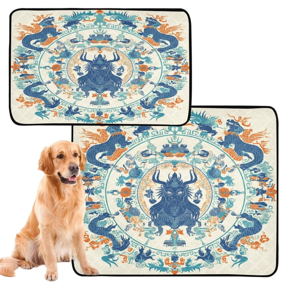 Washable Pet Pee Pads with Super Absorbent Reusable Training Pads for Dogs & Cats Intricate Circular Pattern