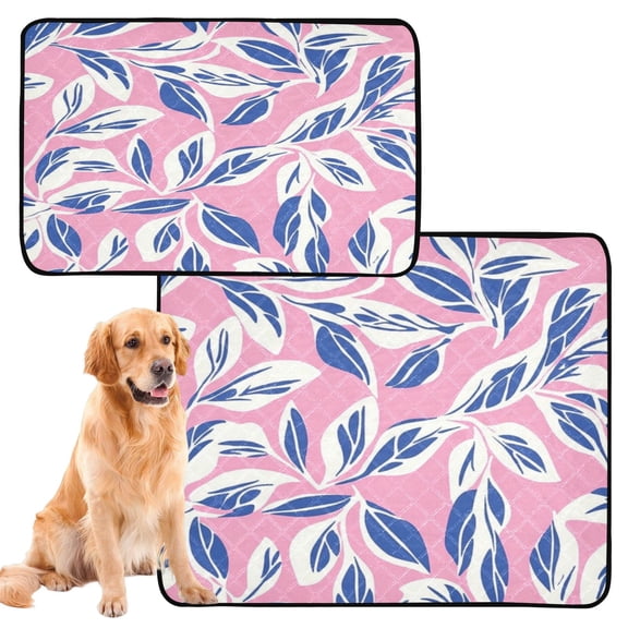 Washable Pet Pee Pads with Super Absorbent Reusable Training Pads for Dogs & Cats Large White Leaves