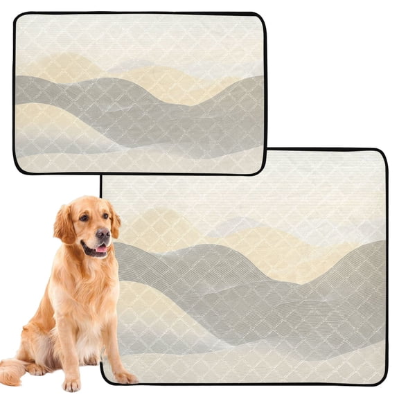 Washable Pet Pee Pads with Super Absorbent Reusable Training Pads for Dogs & Cats Light Gray Mountains
