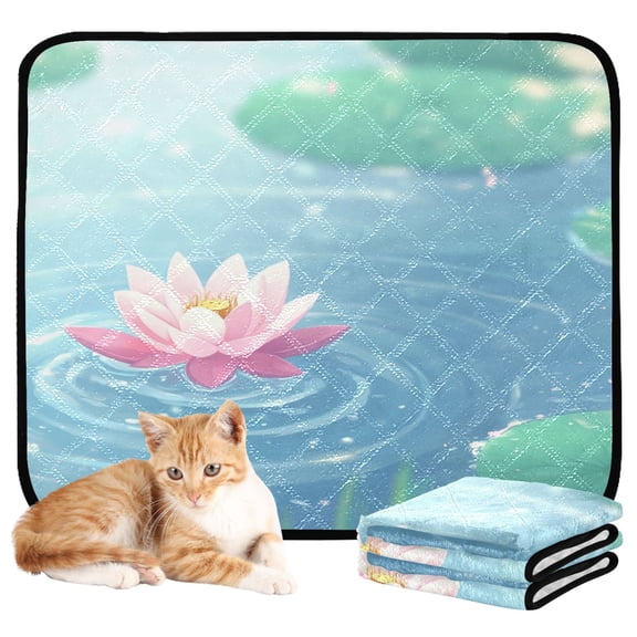 Washable Pet Pee Pads with Super Absorbent Reusable Training Pads for Dogs & Cats Lotus Flower and Leaves