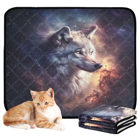 Washable Pet Pee Pads with Super Absorbent Reusable Training Pads for Dogs & Cats Majestic Wolf