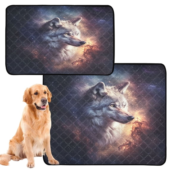 Washable Pet Pee Pads with Super Absorbent Reusable Training Pads for Dogs & Cats Majestic Wolf
