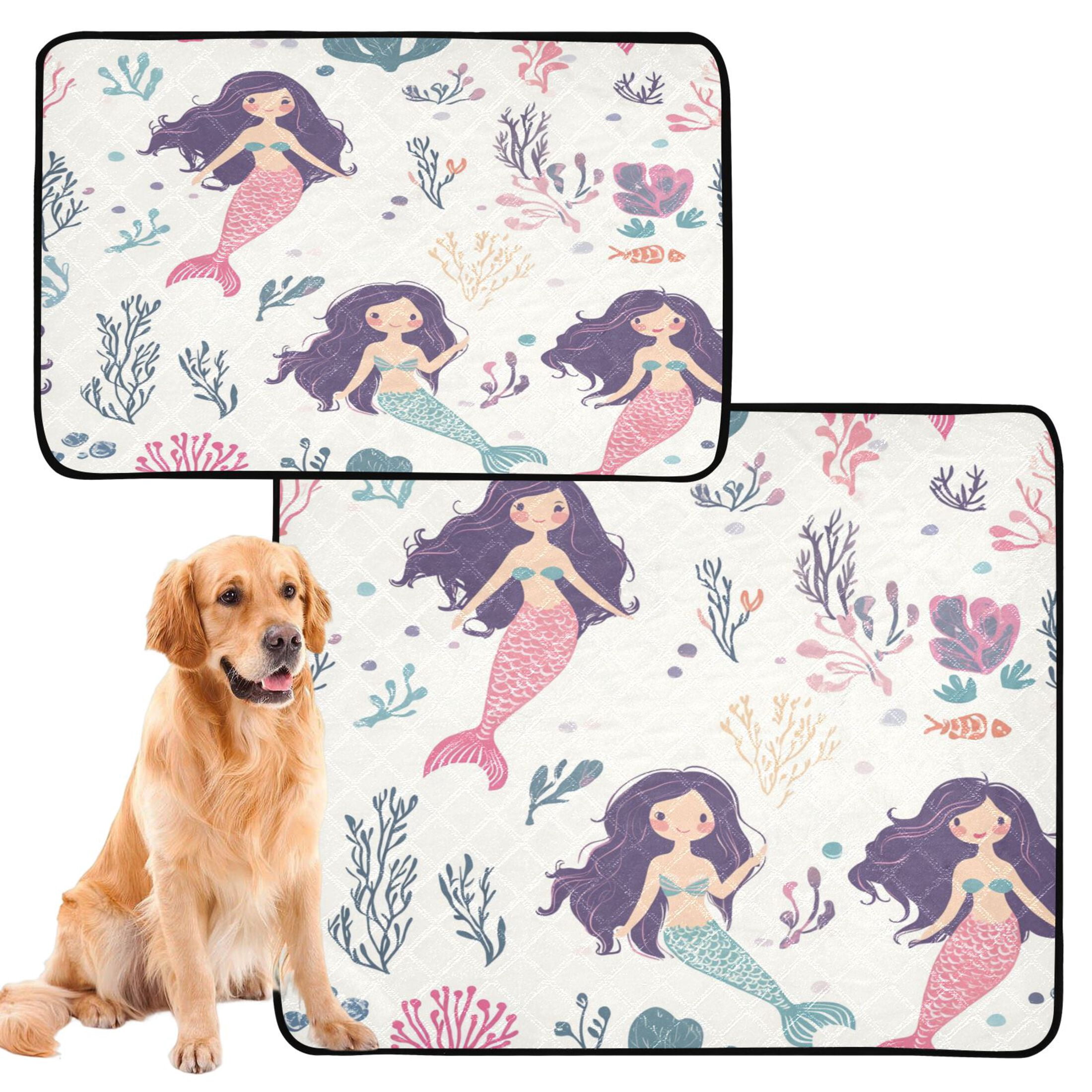 Washable Pet Pee Pads with Super Absorbent Reusable Training Pads for Dogs & Cats Mermaids Pattern