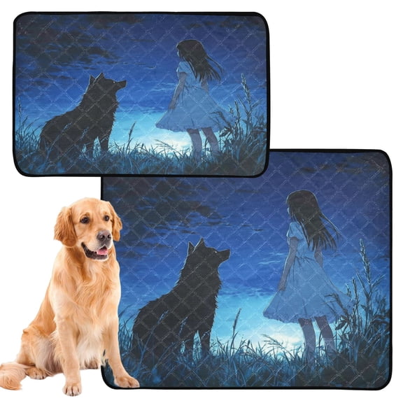 Washable Pet Pee Pads with Super Absorbent Reusable Training Pads for Dogs & Cats Night and The Wolf