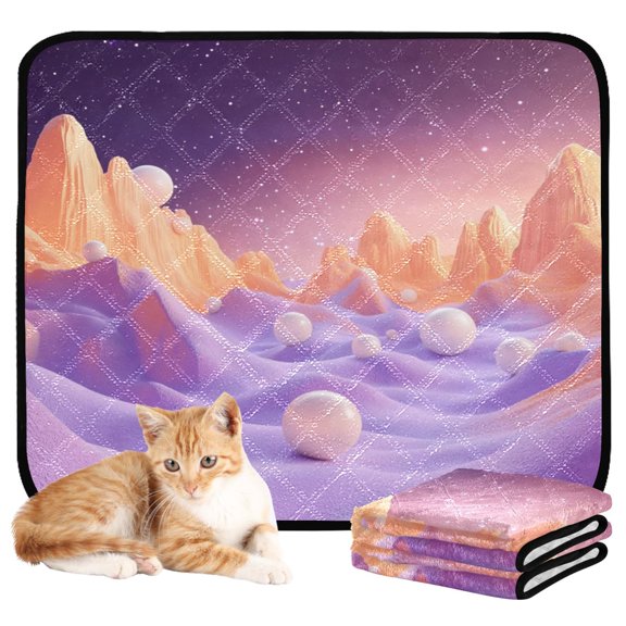 Washable Pet Pee Pads with Super Absorbent Reusable Training Pads for Dogs & Cats Orange Fantasy Mountains