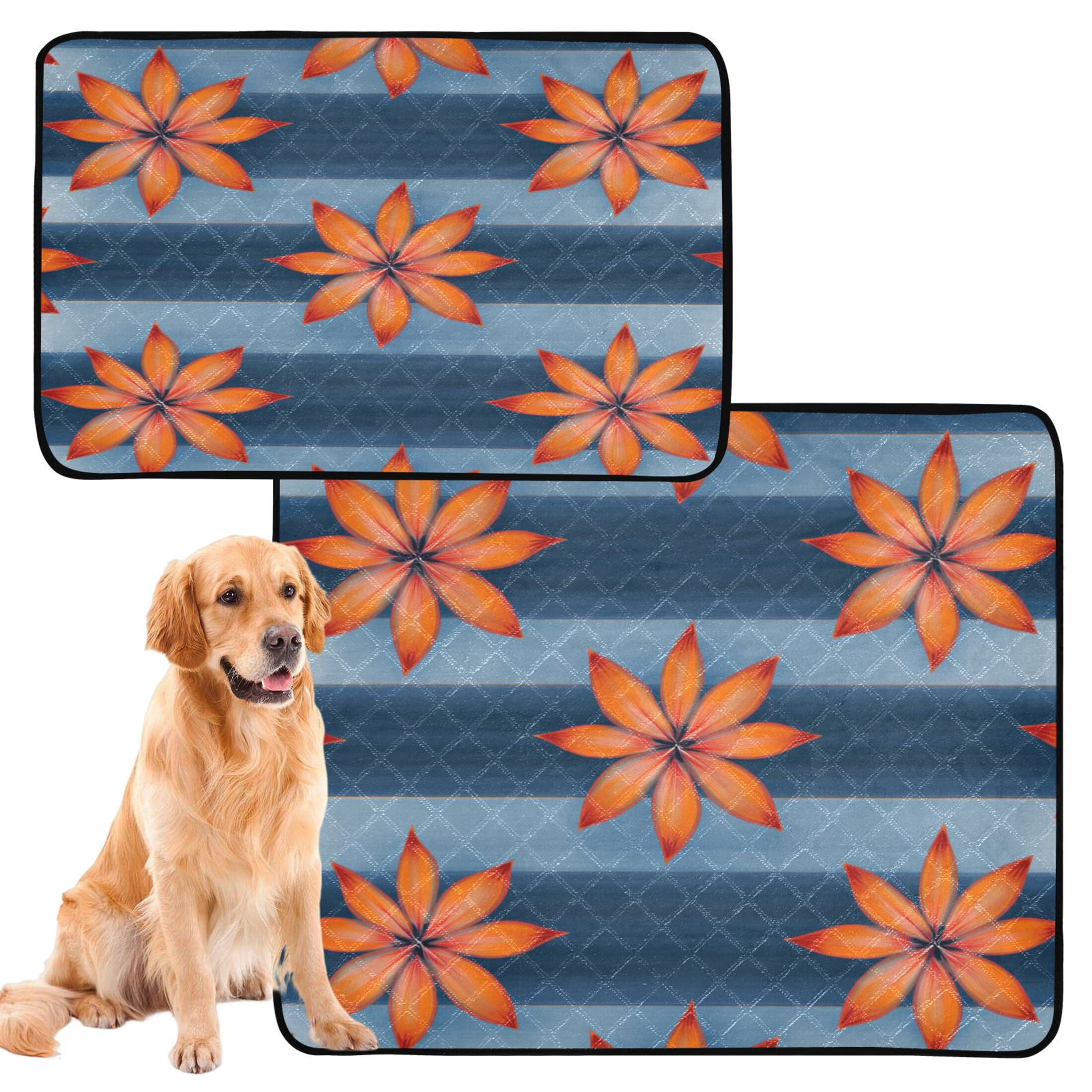 Washable Pet Pee Pads with Super Absorbent Reusable Training Pads for Dogs & Cats Orange Large Flowers