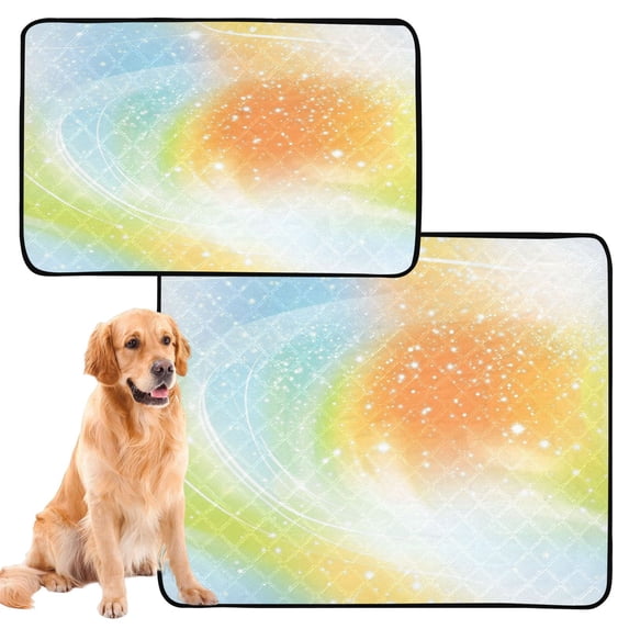 Washable Pet Pee Pads with Super Absorbent Reusable Training Pads for Dogs & Cats Orange and Blue Fine Flash