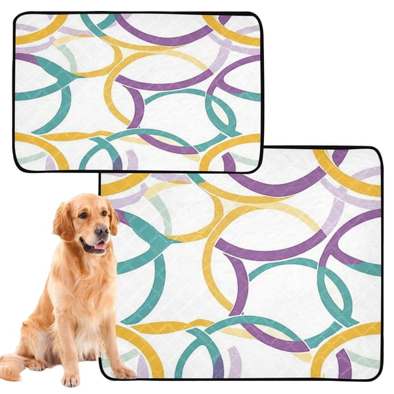 Washable Pet Pee Pads with Super Absorbent Reusable Training Pads for Dogs & Cats Overlapping Circles