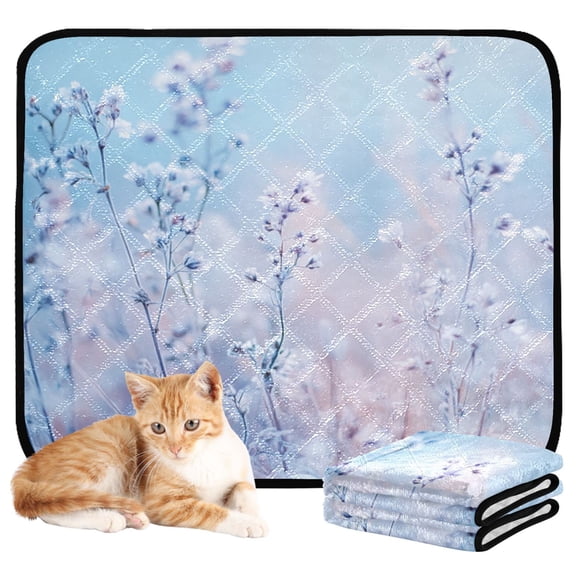 Washable Pet Pee Pads with Super Absorbent Reusable Training Pads for Dogs & Cats Pastel Blue Wildflowers