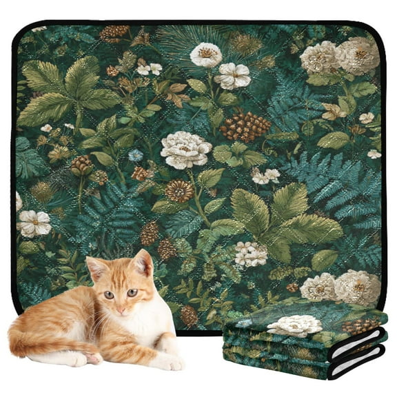 Washable Pet Pee Pads with Super Absorbent Reusable Training Pads for Dogs & Cats Pine Cones and Mossy Ferns