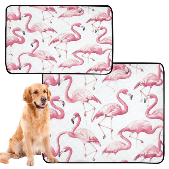 Washable Pet Pee Pads with Super Absorbent Reusable Training Pads for Dogs & Cats Pink Flamingos Pattern