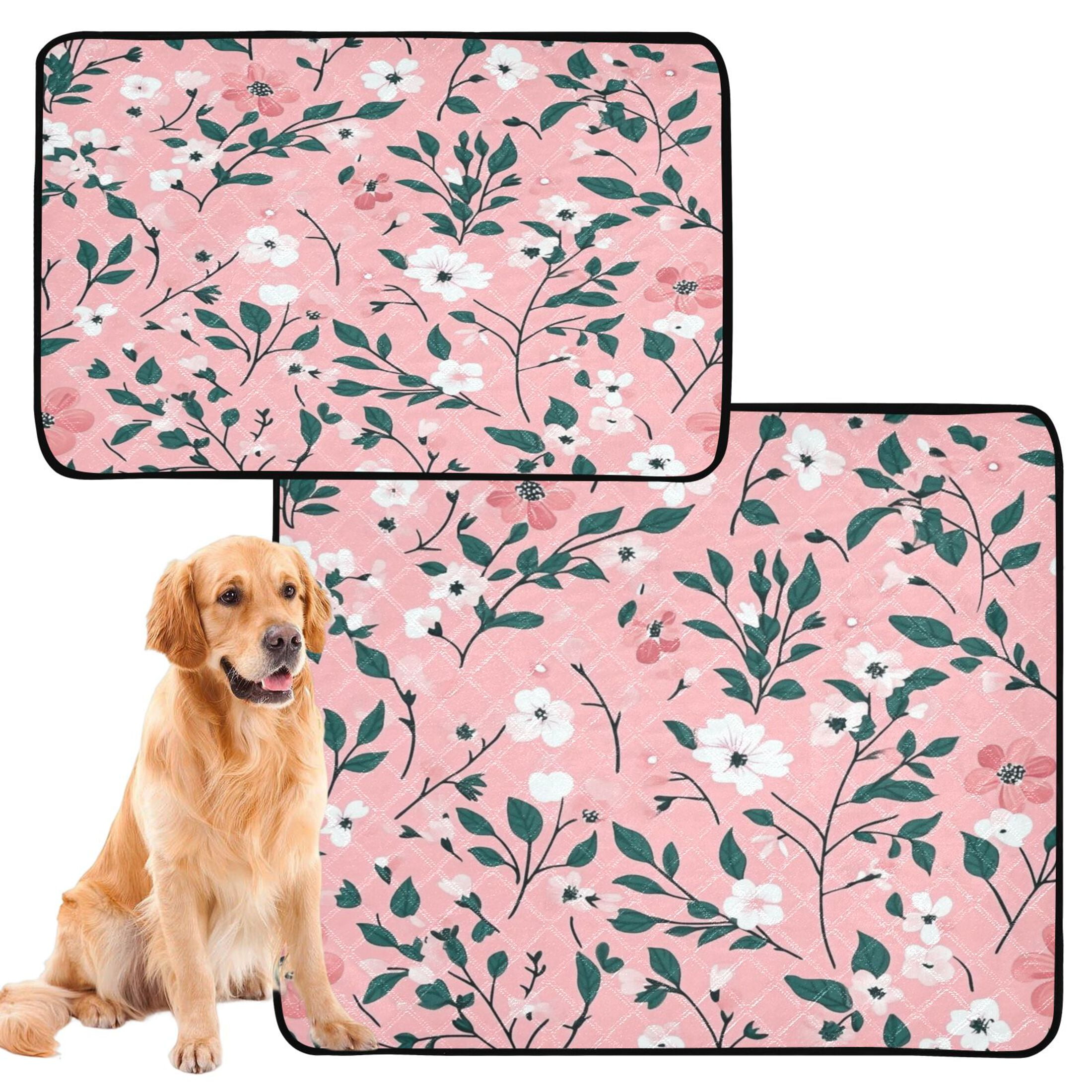 Washable Pet Pee Pads with Super Absorbent Reusable Training Pads for Dogs & Cats Pink Floral Pattern