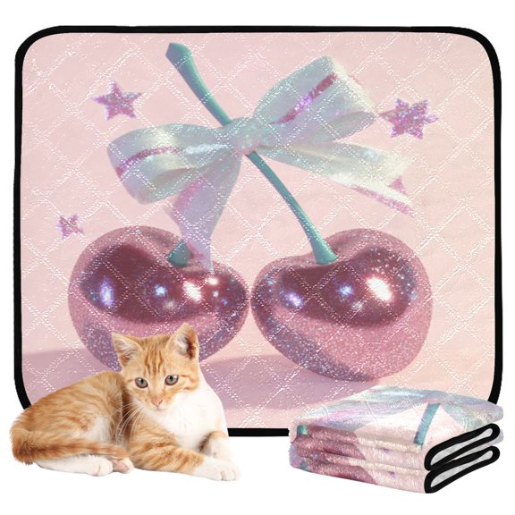 Washable Pet Pee Pads with Super Absorbent Reusable Training Pads for Dogs & Cats Pink Large Cherries