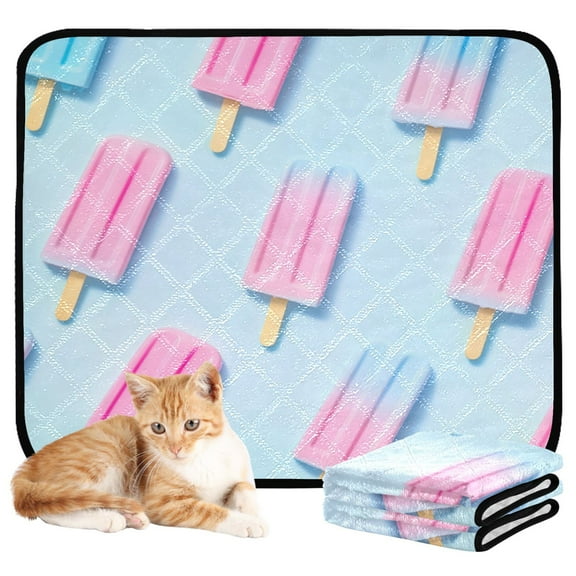 Washable Pet Pee Pads with Super Absorbent Reusable Training Pads for Dogs & Cats Pink Popsicle Pattern