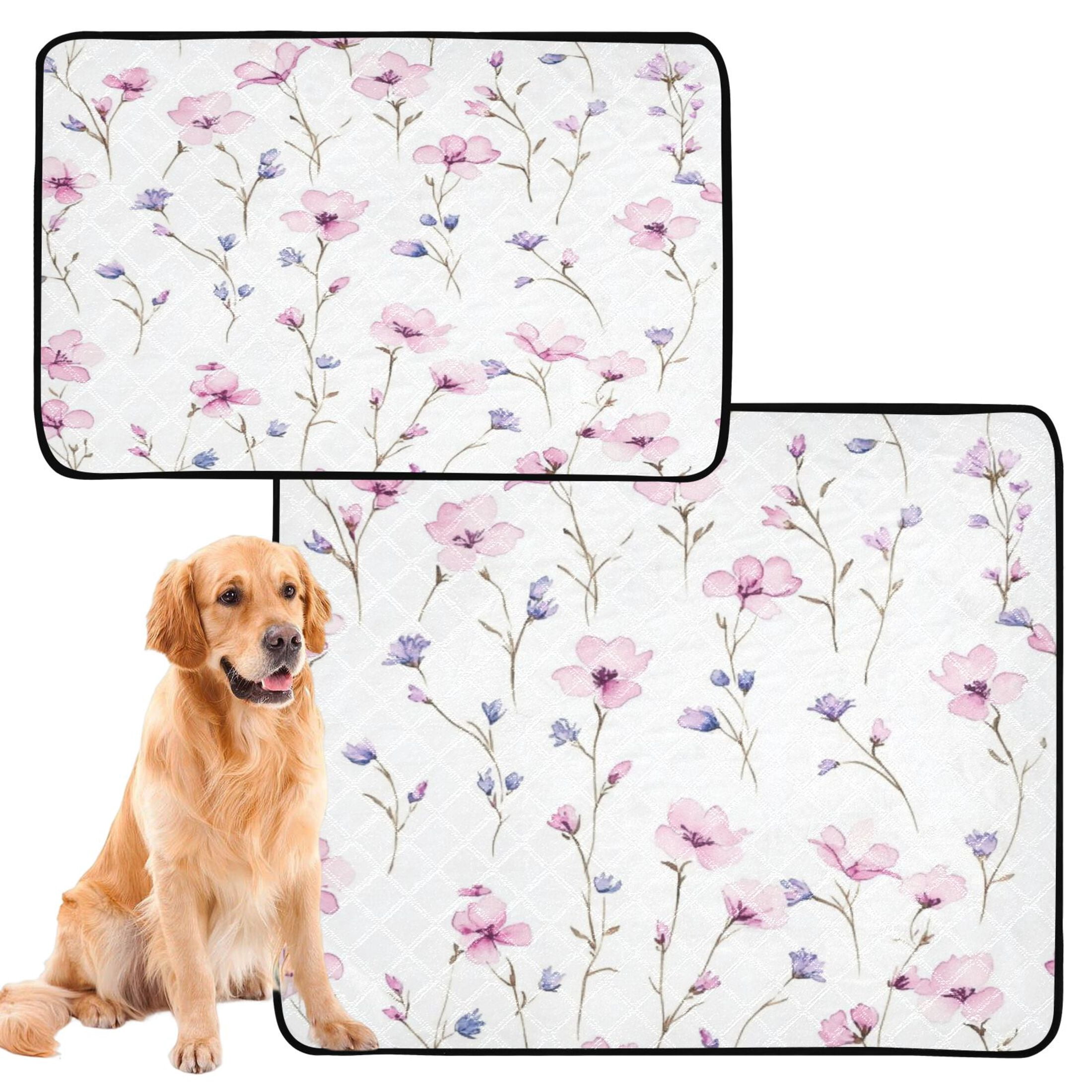Washable Pet Pee Pads with Super Absorbent Reusable Training Pads for Dogs & Cats Pink Wildflowers