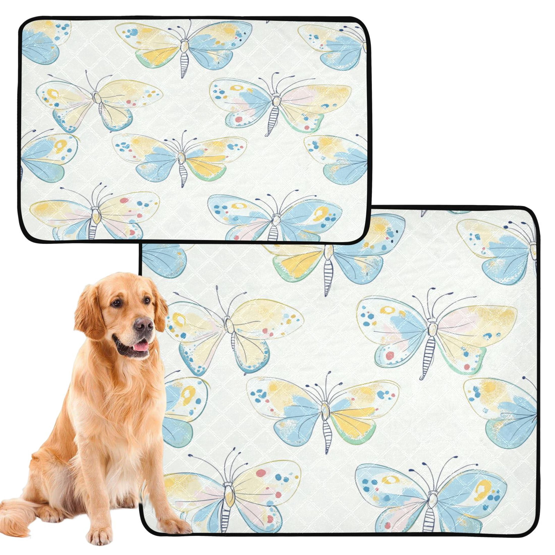 Washable Pet Pee Pads with Super Absorbent Reusable Training Pads for Dogs & Cats Pink and Blue Butterfly