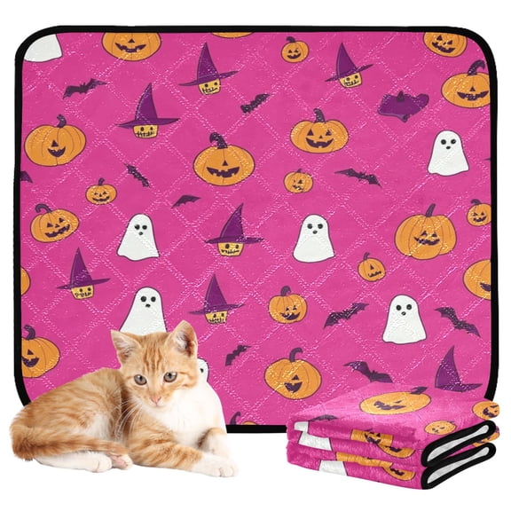 Washable Pet Pee Pads with Super Absorbent Reusable Training Pads for Dogs & Cats Playful Cartoon Halloween Icons