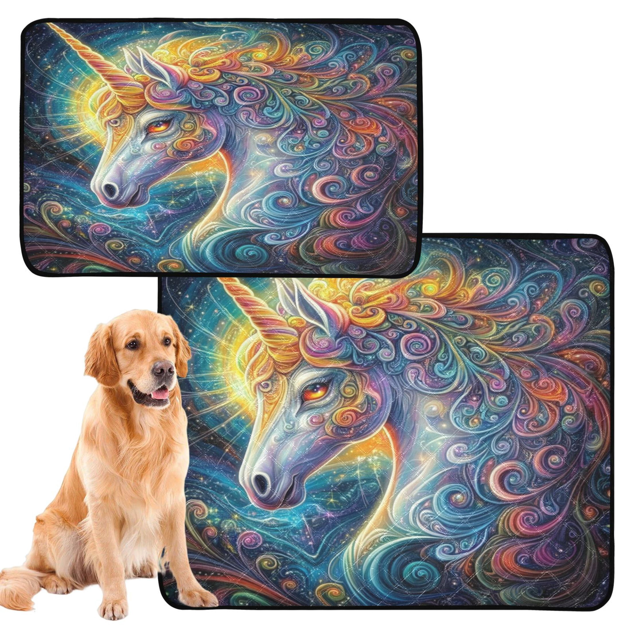 Washable Pet Pee Pads with Super Absorbent Reusable Training Pads for Dogs & Cats Psychedelic Art Unicorn