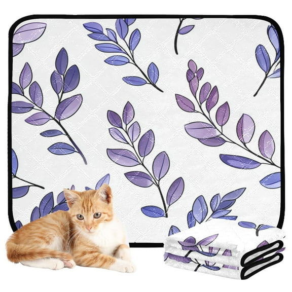 Washable Pet Pee Pads with Super Absorbent Reusable Training Pads for Dogs & Cats Purple Lavender Leaves