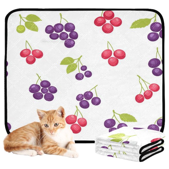 Washable Pet Pee Pads with Super Absorbent Reusable Training Pads for Dogs & Cats Purple and Red Grapes