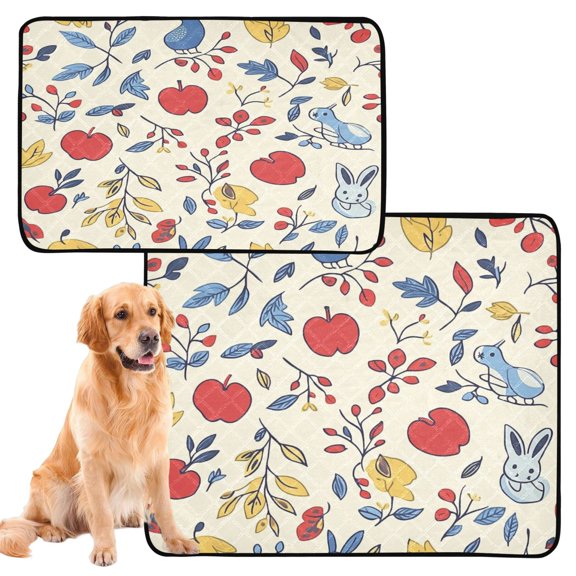 Washable Pet Pee Pads with Super Absorbent Reusable Training Pads for Dogs & Cats Rabbit and Foliage Pattern