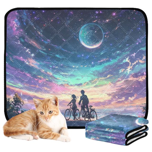 Washable Pet Pee Pads with Super Absorbent Reusable Training Pads for Dogs & Cats Rainbow Sky Background