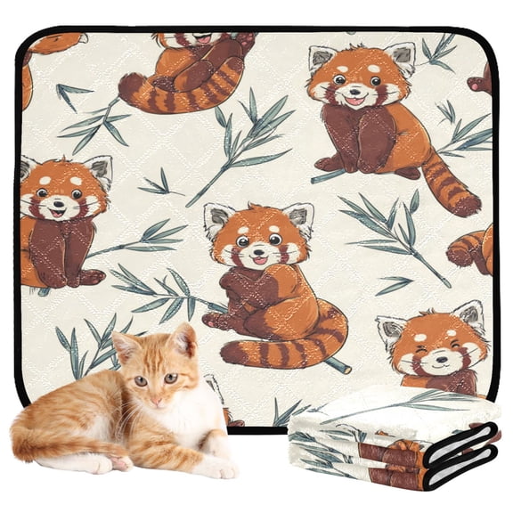 Washable Pet Pee Pads with Super Absorbent Reusable Training Pads for Dogs & Cats Red Panda Pattern