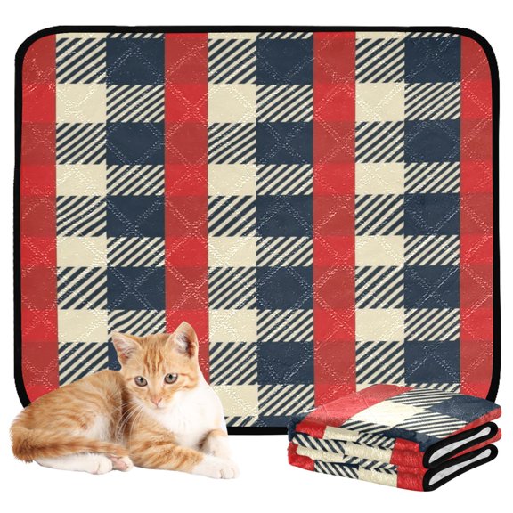 Washable Pet Pee Pads with Super Absorbent Reusable Training Pads for Dogs & Cats Red Plaid Pattern